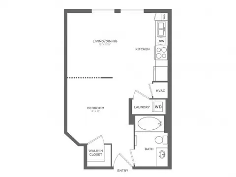 Floor plan Escher, Studio · 1 bath · 522 sf