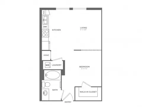 Floor plan Warhol, Studio · 1 bath · 540 sf