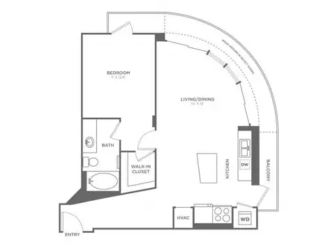 Floor plan O'Keefe, 1 bed · 1 bath · 773 sf