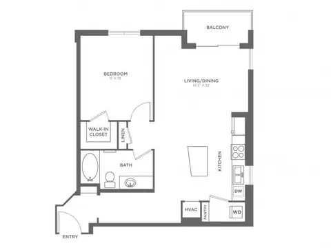 Floor plan Buzzella, 1 bed · 1 bath · 778 sf