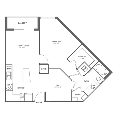 Floor plan Michelangelo, 1 bed · 1 bath · 778 sf
