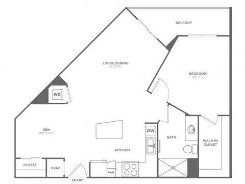 Floor plan Da Vinci, 1 bed · 1 bath · 800 sf