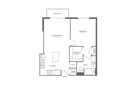 Floor plan Polluck, 1 bed · 1 bath