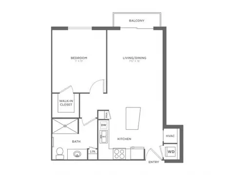 Floor plan Van Gogh, 1 bed · 1 bath