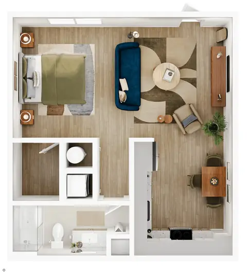 Floor plan O, Studio · 1 bath · 650 sf