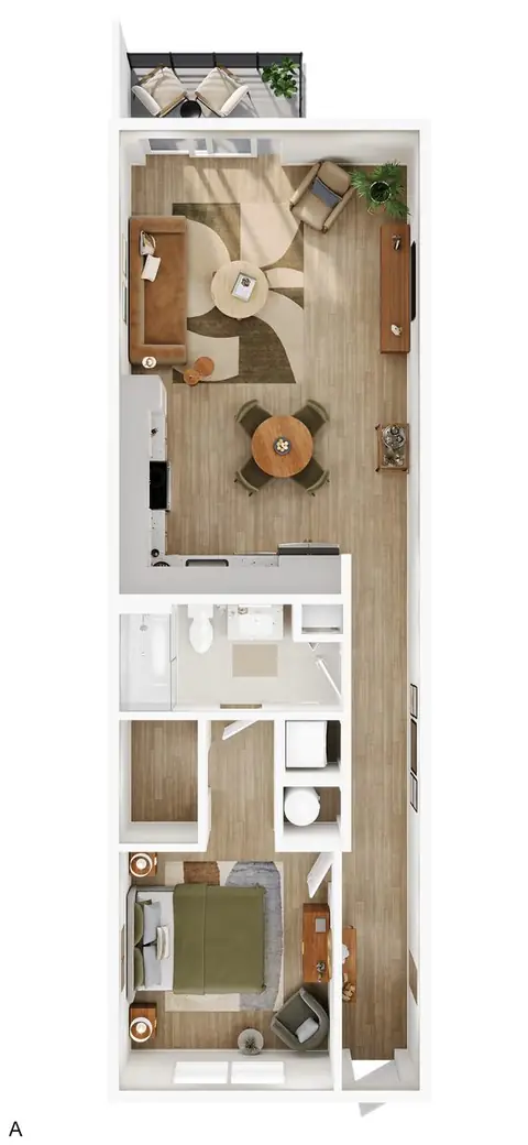 Floor plan A, 1 bed · 1 bath · 803 sf