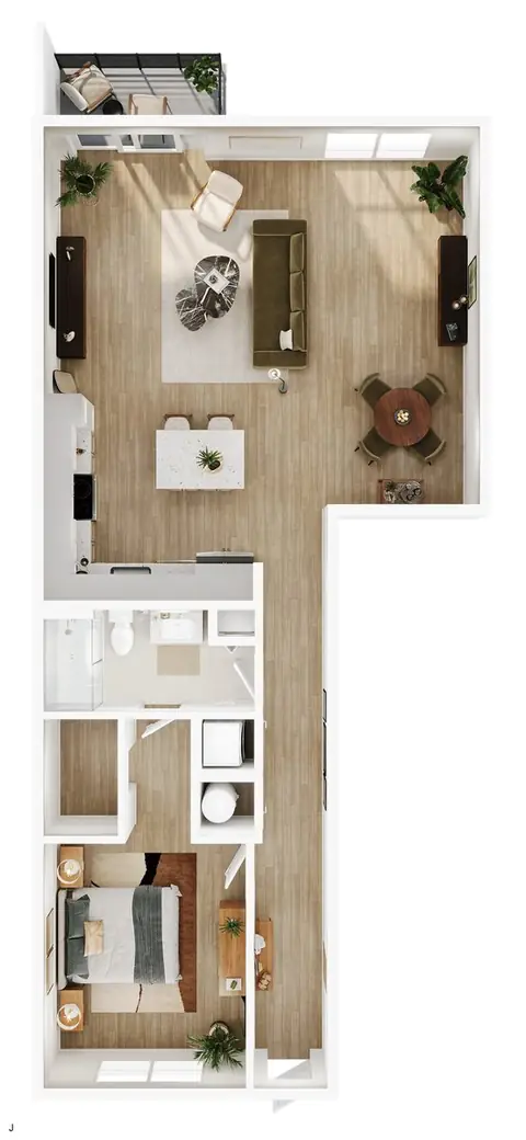 Floor plan J, 1 bed · 1 bath
