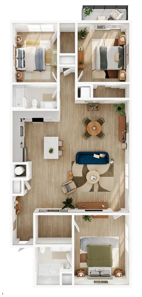 Floor plan I, 3 beds · 2 baths · 1,528 sf