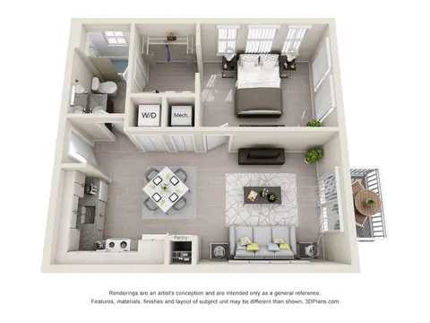 Floor plan A1, 1 bed · 1 bath · 657 sf