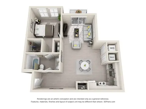 Floor plan A2, 1 bed · 1 bath · 777 sf