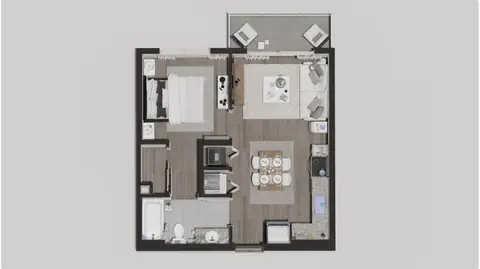 Floor plan A, 1 bed · 1 bath · 615 sf