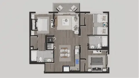Floor plan C, 3 beds · 2 baths · 1,048 sf