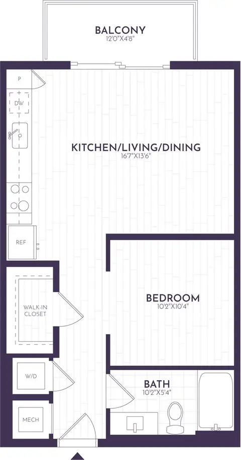Floor plan Jr. 1 Bed/1 Bath-ST, 1 bed · 1 bath · 606 sf
