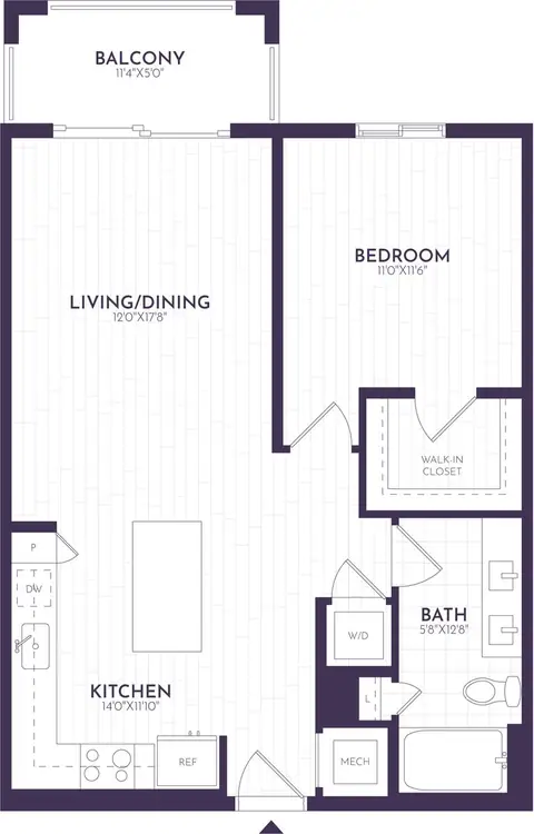 Floor plan 1 Bed/1 Bath-A1, 1 bed · 1 bath · 760 sf