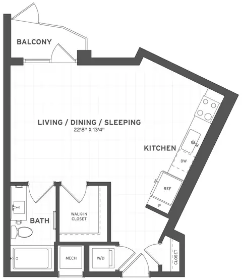 Floor plan Studio-S4A, Studio · 1 bath · 539 sf