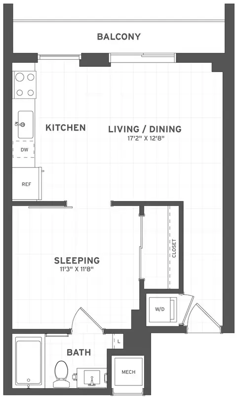 Floor plan Studio-S2, Studio · 1 bath · 592 sf