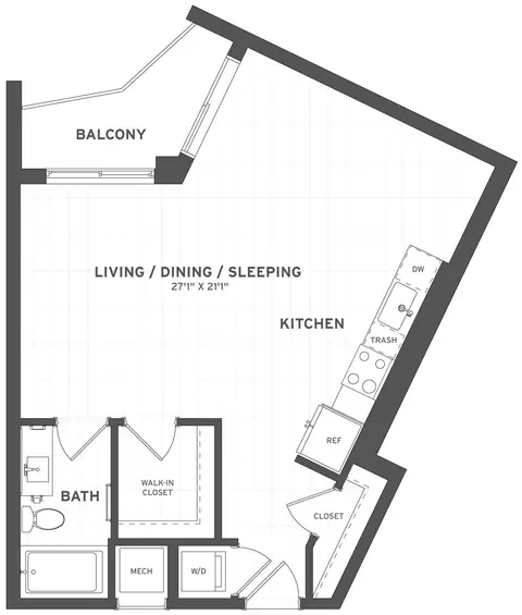 Floor plan Studio-S4, Studio · 1 bath · 635 sf