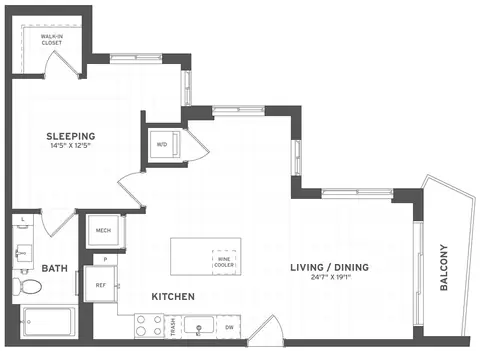 Floor plan Studio-S5, Studio · 1 bath