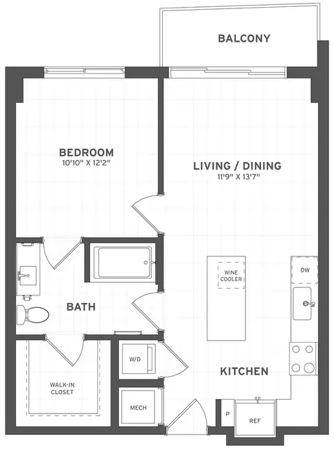 Floor plan 1 Bed/1 Bath-A1, 1 bed · 1 bath · 687 sf