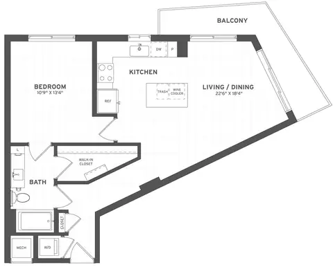 Floor plan 1 Bed/1 Bath-A3, 1 bed · 1 bath · 775 sf