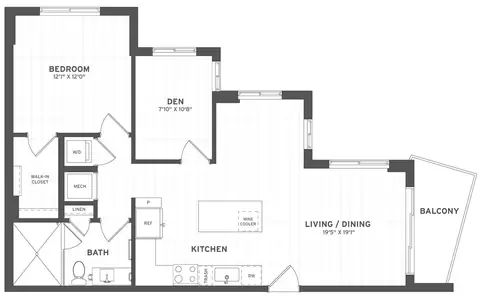 Floor plan 1 Bed/1 Bath Den-A4, 1 bed · 1 bath · 929 sf