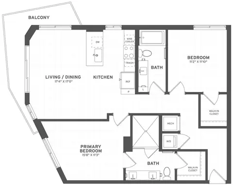 Floor plan 2 Bed/2 Bath-B7, 2 beds · 2 baths