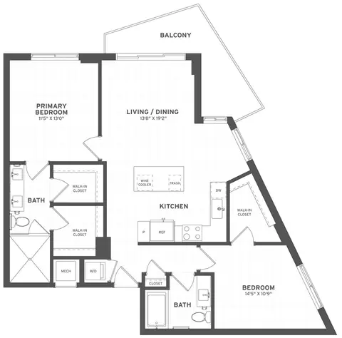 Floor plan 2 Bed/2 Bath-B8, 2 beds · 2 baths