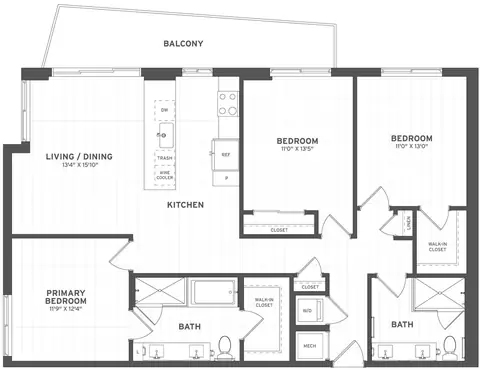 Floor plan 3 Bed/2 Bath-C3A, 3 beds · 2 baths