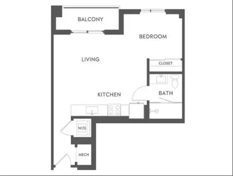 Floor plan E1, Studio · 1 bath · 560 sf