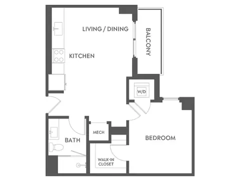 Floor plan A2, 1 bed · 1 bath · 602 sf