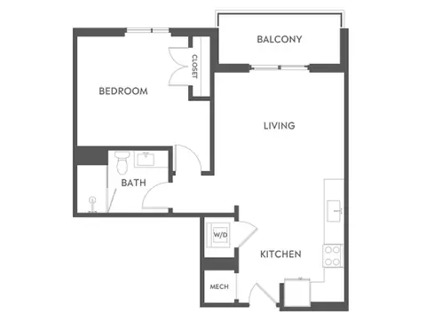 Floor plan A3, 1 bed · 1 bath · 707 sf