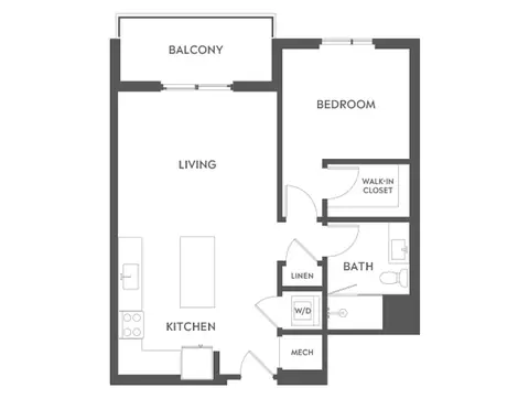 Floor plan A3B, 1 bed · 1 bath · 766 sf