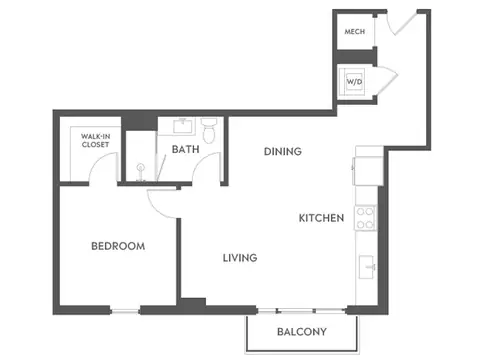 Floor plan A3C, 1 bed · 1 bath · 766 sf