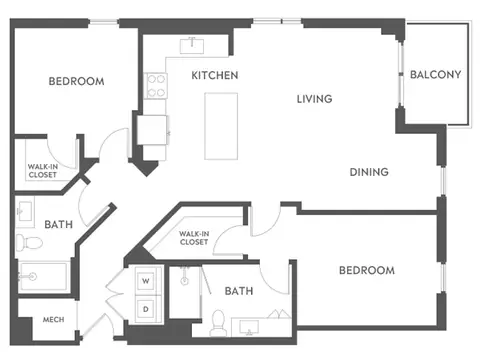 Floor plan C6, 2 beds · 2 baths · 1,209 sf