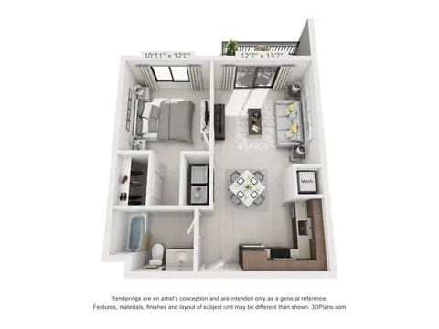Floor plan A, 1 bed · 1 bath · 660 sf