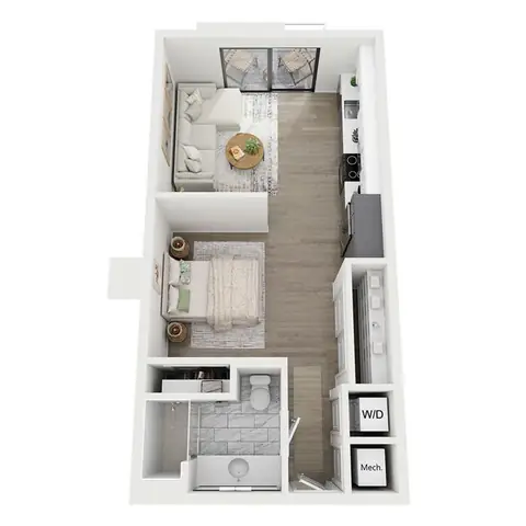 Floor plan ST1-EX, Studio · 1 bath