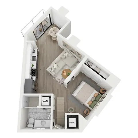 Floor plan ST2-H, Studio · 1 bath