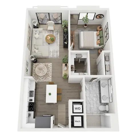 Floor plan A1-EX, 1 bed · 1 bath · 816 sf