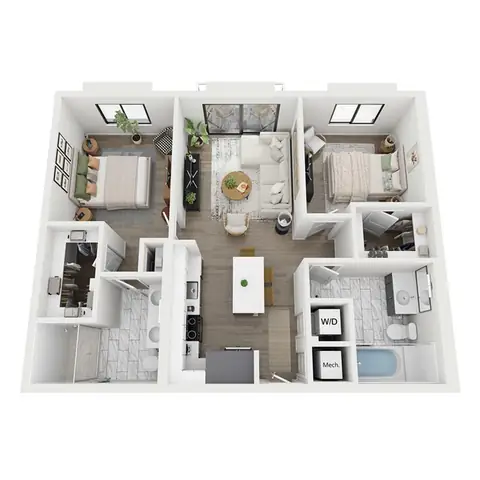 Floor plan C1, 2 beds · 2 baths · 994 sf