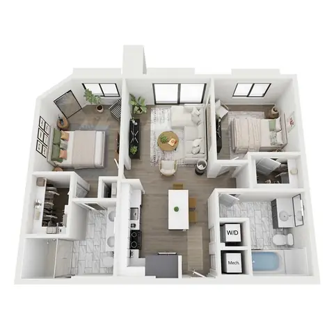 Floor plan C1 H2, 2 beds · 2 baths