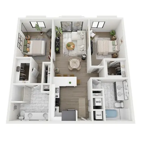 Floor plan C1-EX, 2 beds · 2 baths