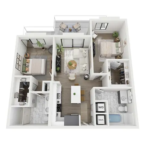 Floor plan C1-H3, 2 beds · 2 baths