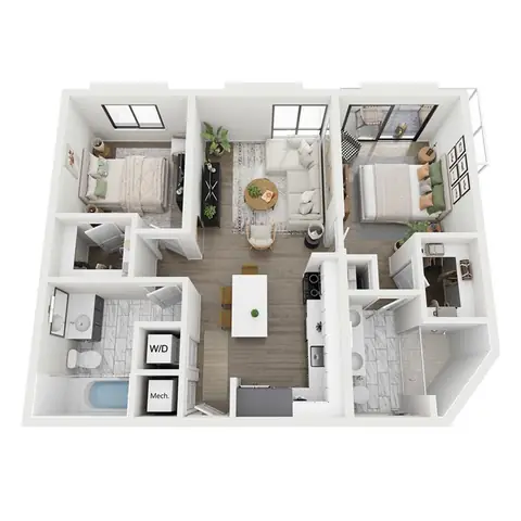Floor plan C1-MOD, 2 beds · 2 baths