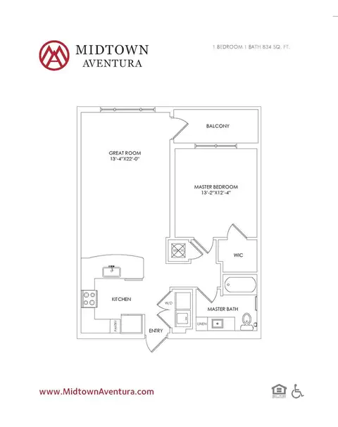 Floor plan A1, 1 bed · 0 baths · 834 sf