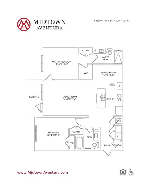 Floor plan B1, 2 beds · 0 baths · 1,264 sf