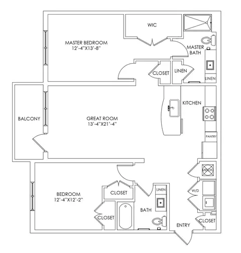 Floor plan B2, 2 beds · 0 baths · 1,264 sf
