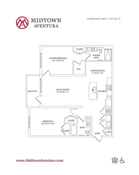 Floor plan B3, 2 beds · 0 baths · 1,297 sf