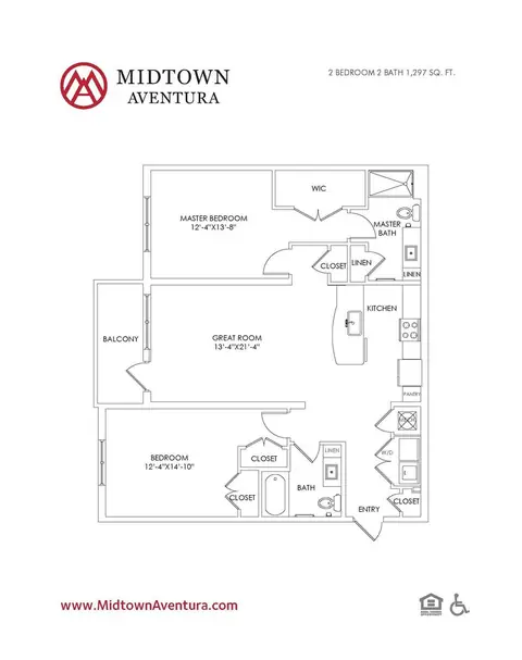 Floor plan B4, 2 beds · 0 baths · 1,297 sf