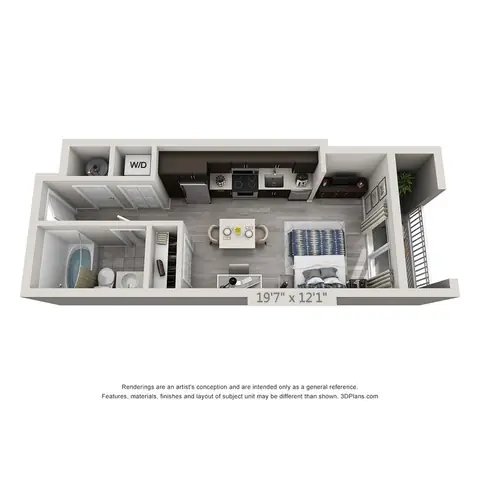 Floor plan A1, Studio · 1 bath · 384 sf