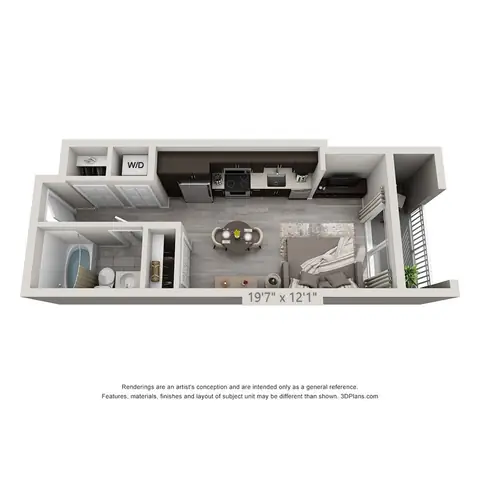 Floor plan A1A, Studio · 1 bath